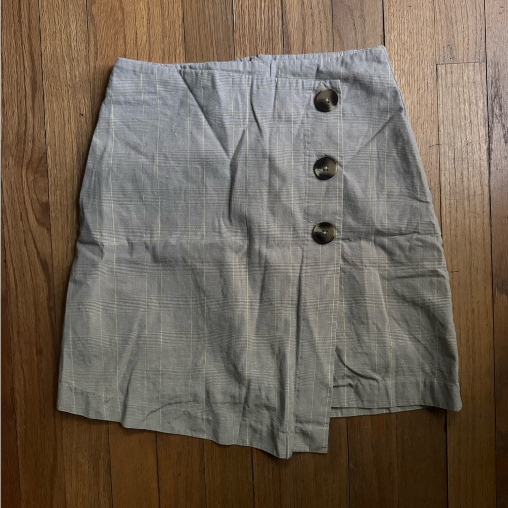 Frank and Oak TENCEL® Plaid Wrap Skort in Sunlight yellow